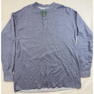 LL Bean Shirt Mens Large Blue River Driver Two Layer Henley Wool Blend